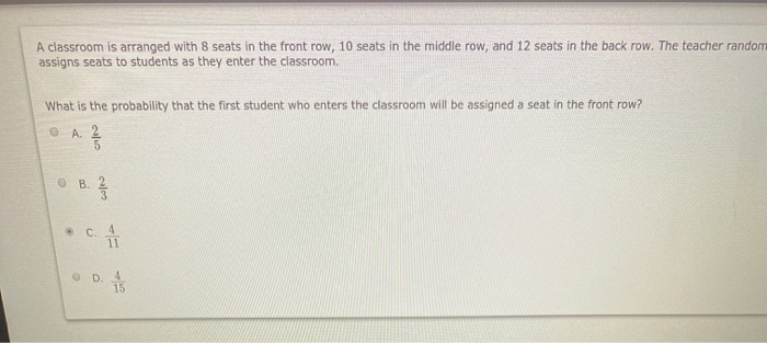 Solved A classroom is arranged with 8 seats in the front Chegg