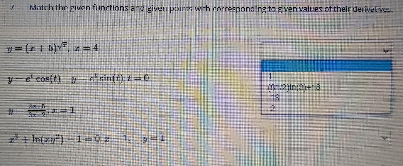 Solved 7- Match the given functions and given points with | Chegg.com