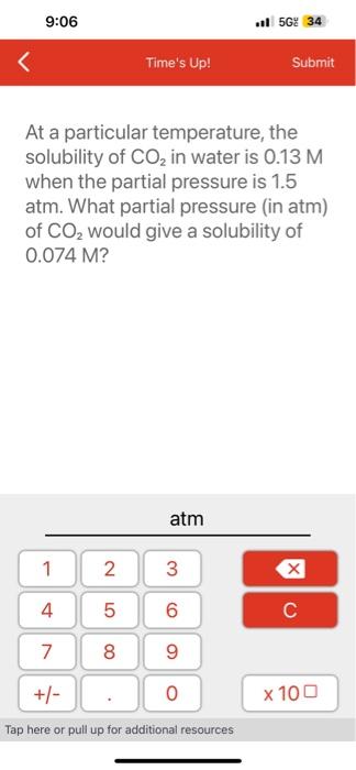 Solved At a particular temperature, the solubility of CO2 in | Chegg.com