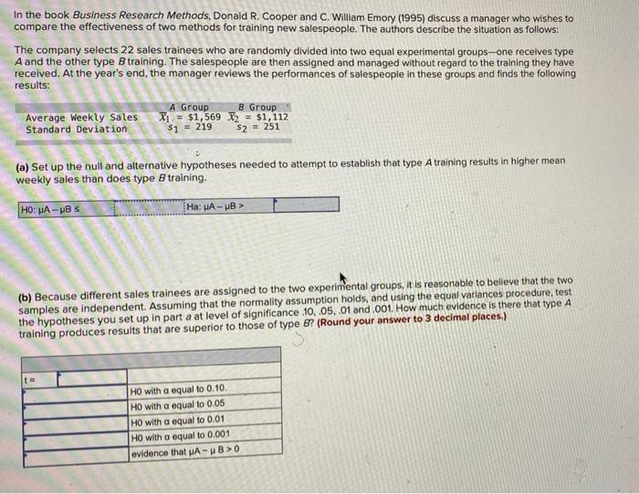 Solved In the book Business Research Methods, Donald R. | Chegg.com