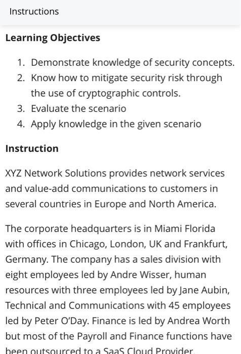 Solved Instructions Learning Objectives 1. Demonstrate | Chegg.com