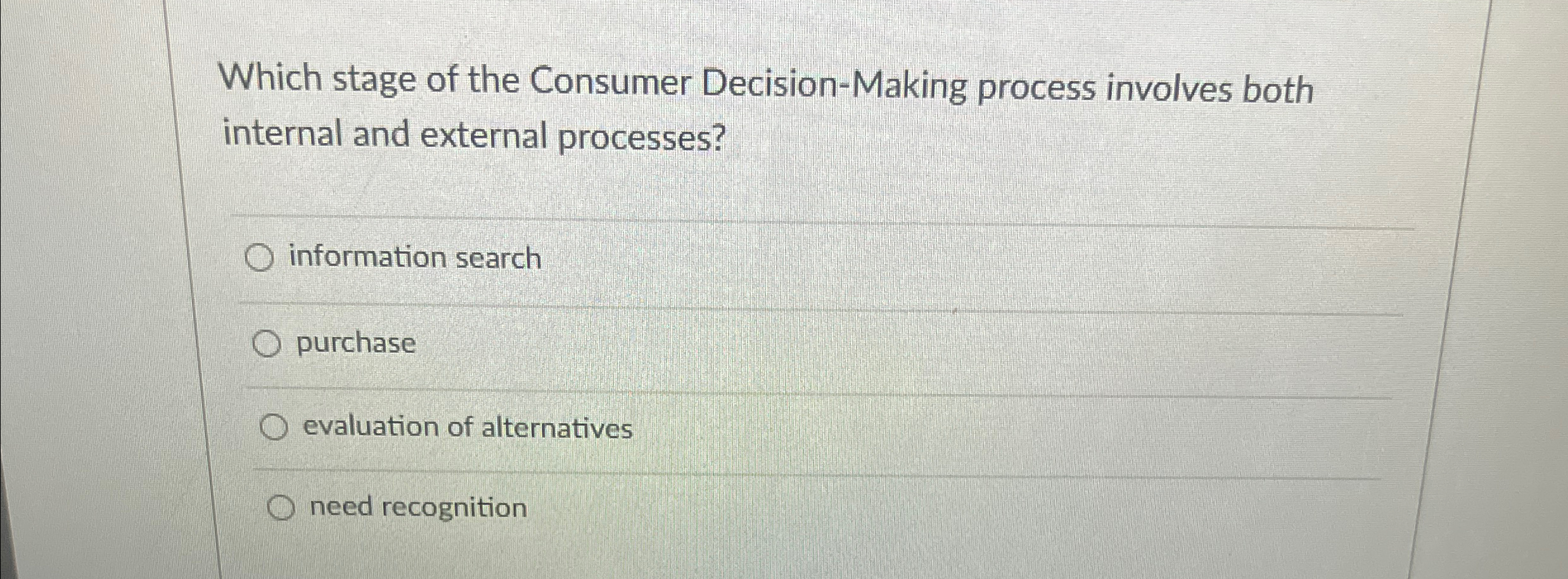 Solved Which stage of the Consumer Decision-Making process | Chegg.com