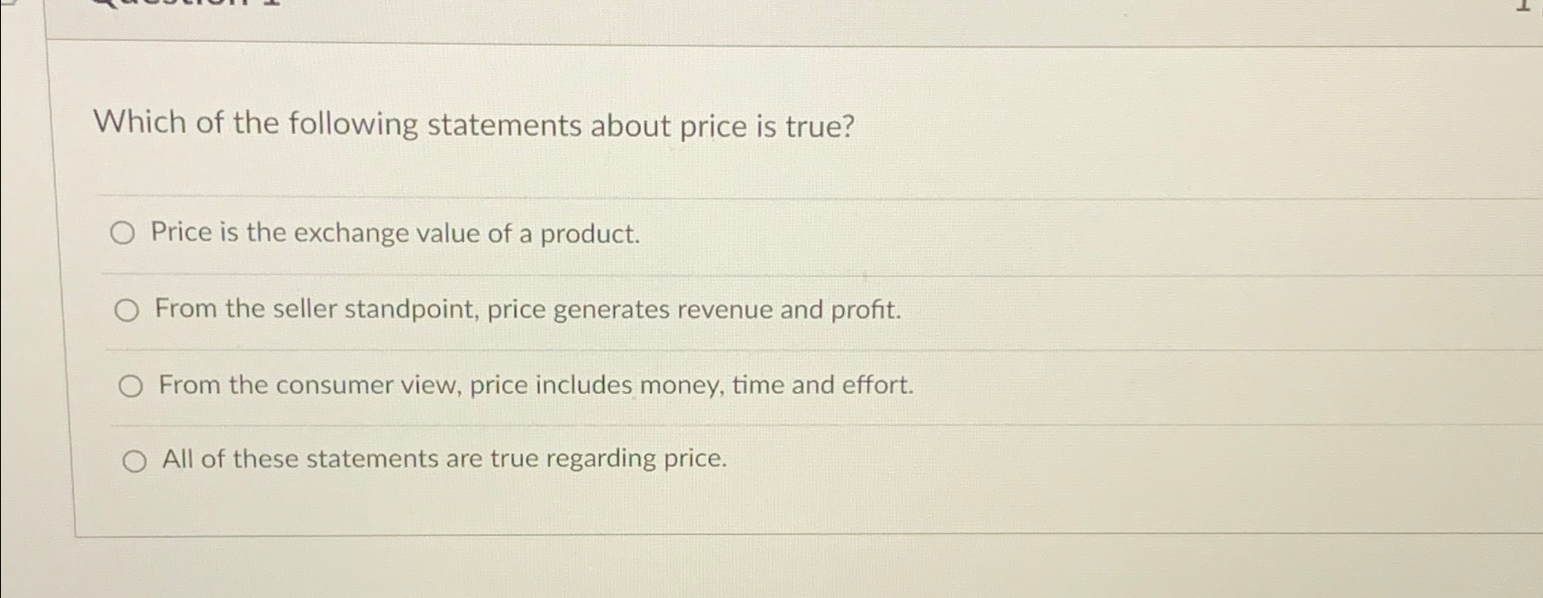 Solved Which of the following statements about price is | Chegg.com