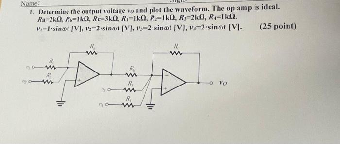 Solved 1. Determine the output voltage vo and plot the | Chegg.com