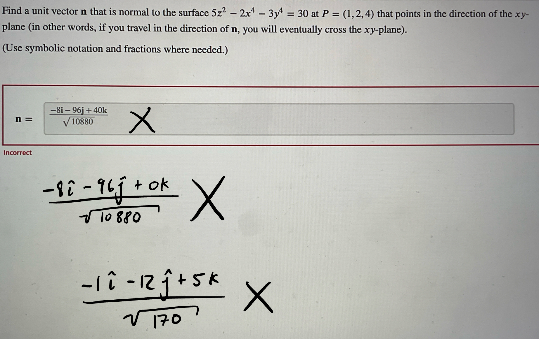 Solved Find a unit vector n ﻿that is normal to the surface | Chegg.com