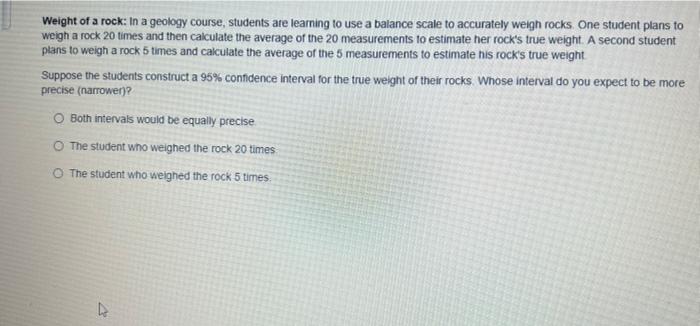 Solved weight of a rock in a geology course students are chegg