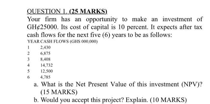 Solved QUESTION 1.(25 MARKS). Your firm has an opportunity | Chegg.com