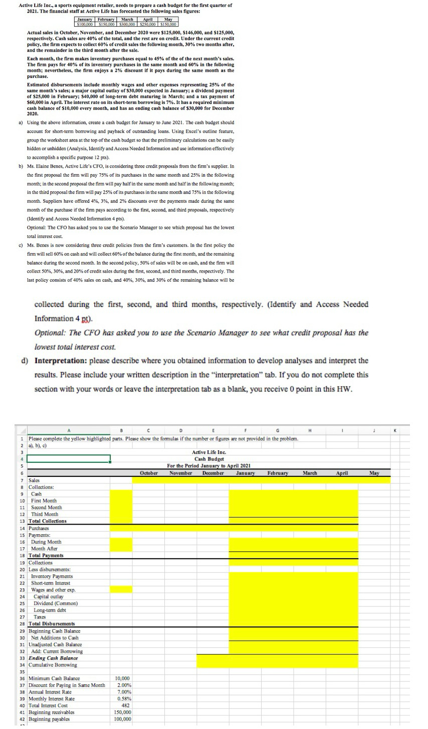 Solved Active Life Inc., a sports equipment retailer, needs