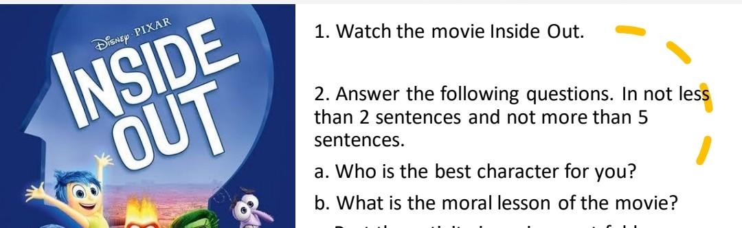 Solved 1. Watch the movie Inside Out. DISNEY PIXAR OUT 2. Chegg