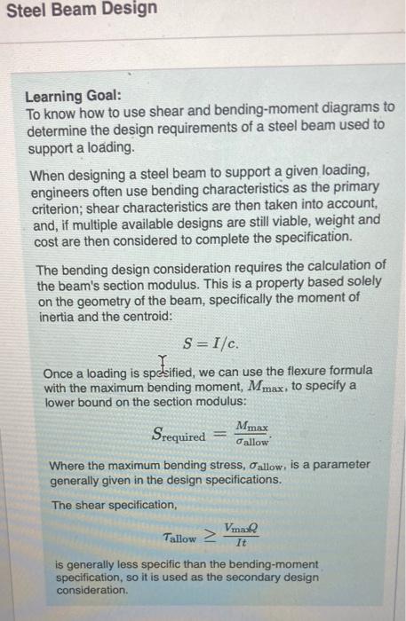 Solved Review Part B - Determine Necessary Beam Width | Chegg.com