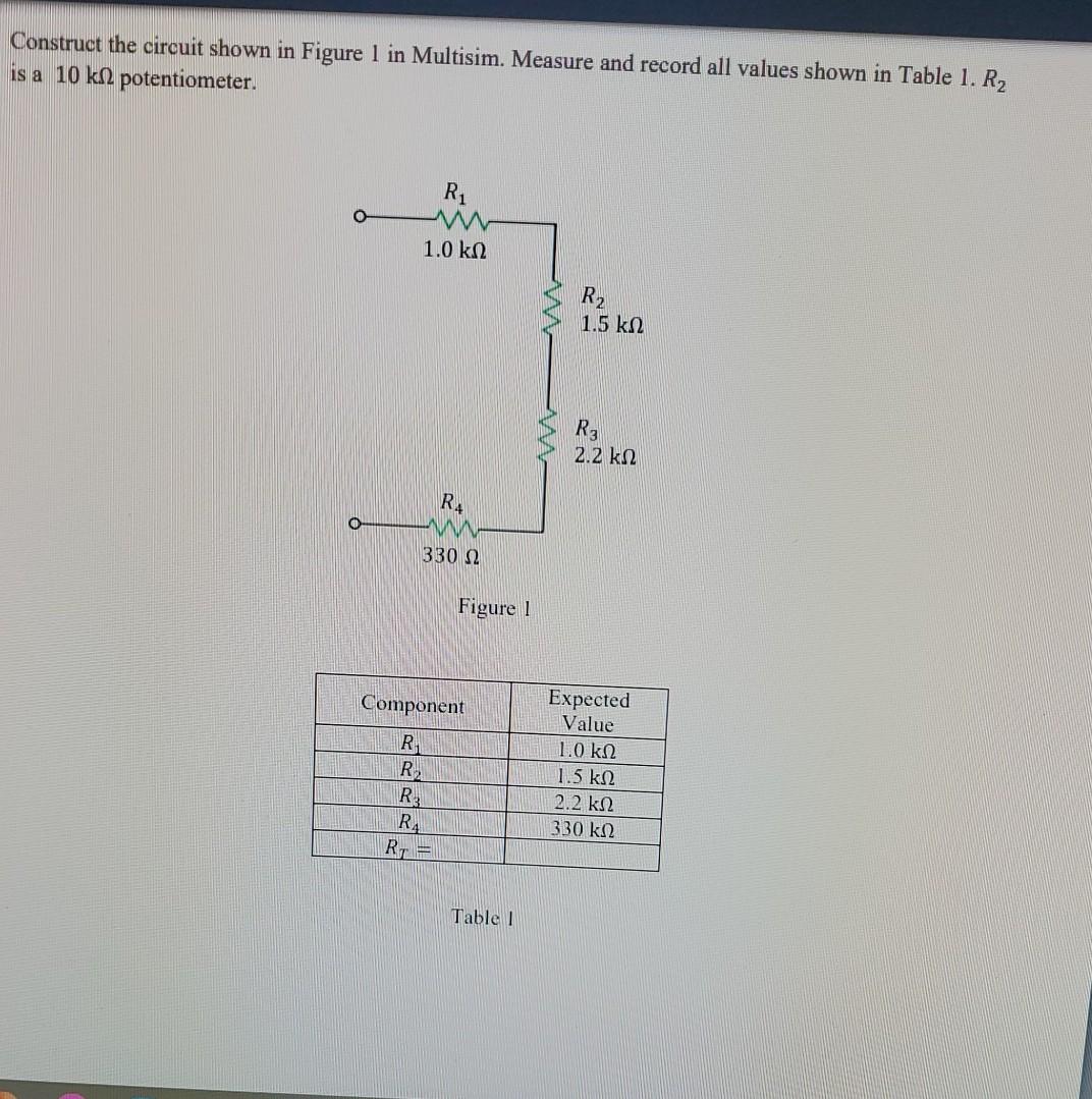 Solved Construct the circuit shown in Figure 1 in Multisim. | Chegg.com