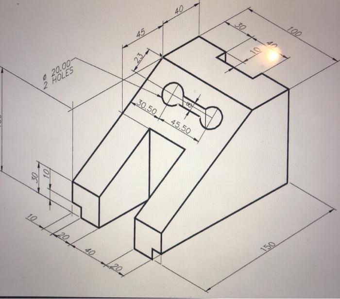 Solved pls help draw the bottom view of this 3D model (show | Chegg.com