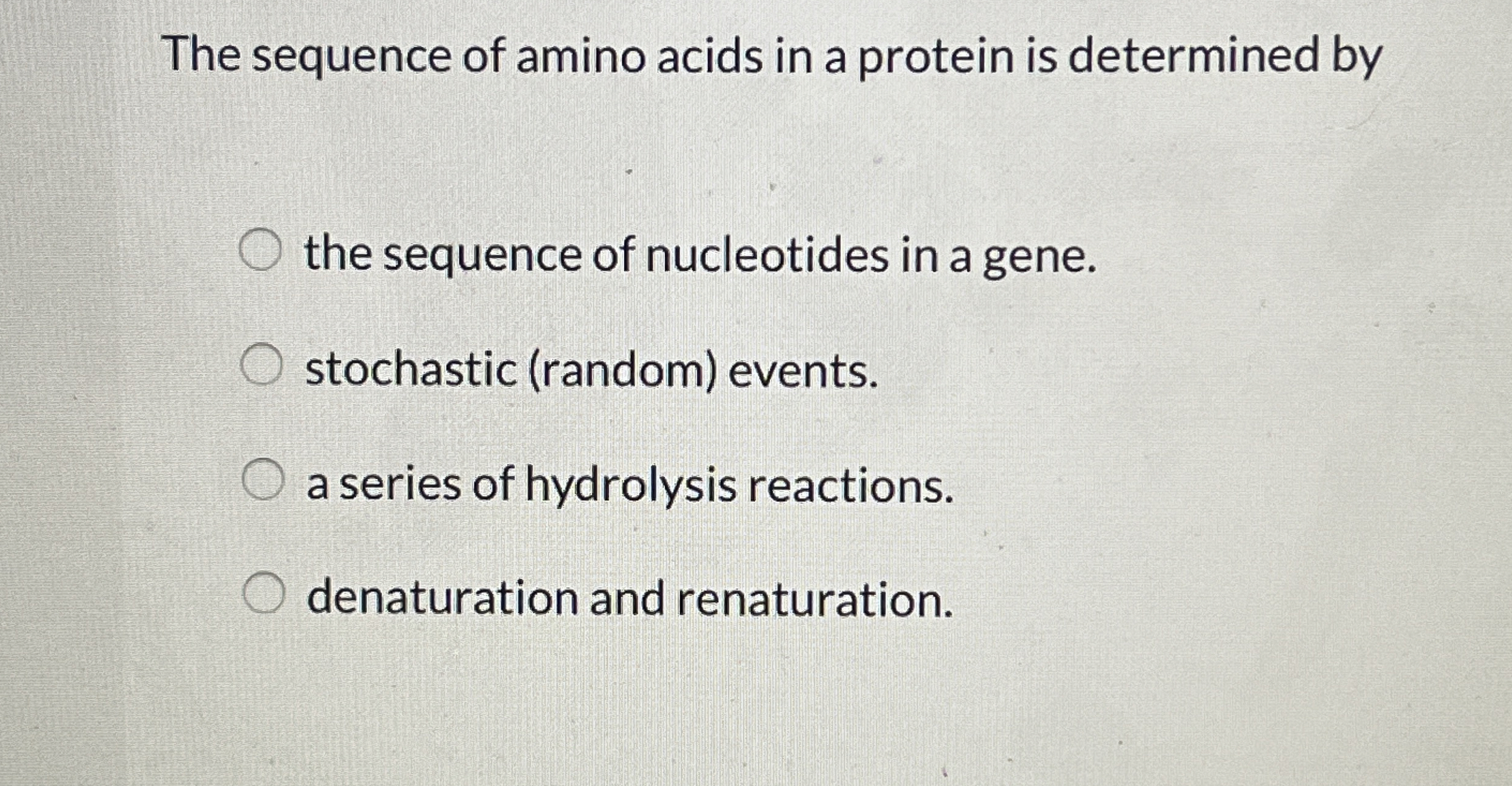 Solved The sequence of amino acids in a protein is | Chegg.com