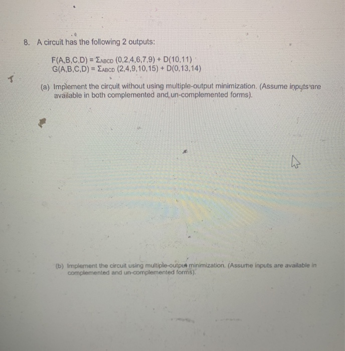 Solved 8 A Circuit Has The Following 2 Outputs F A B C Chegg Com