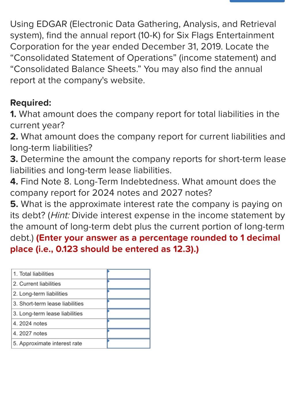 Solved Using EDGAR (Electronic Data Gathering, Analysis, and