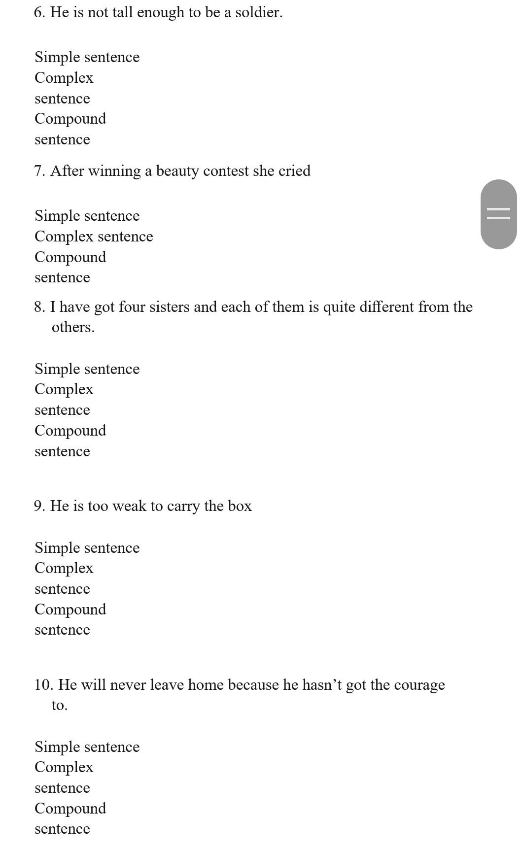 A. State whether the following sentences are simple, | Chegg.com