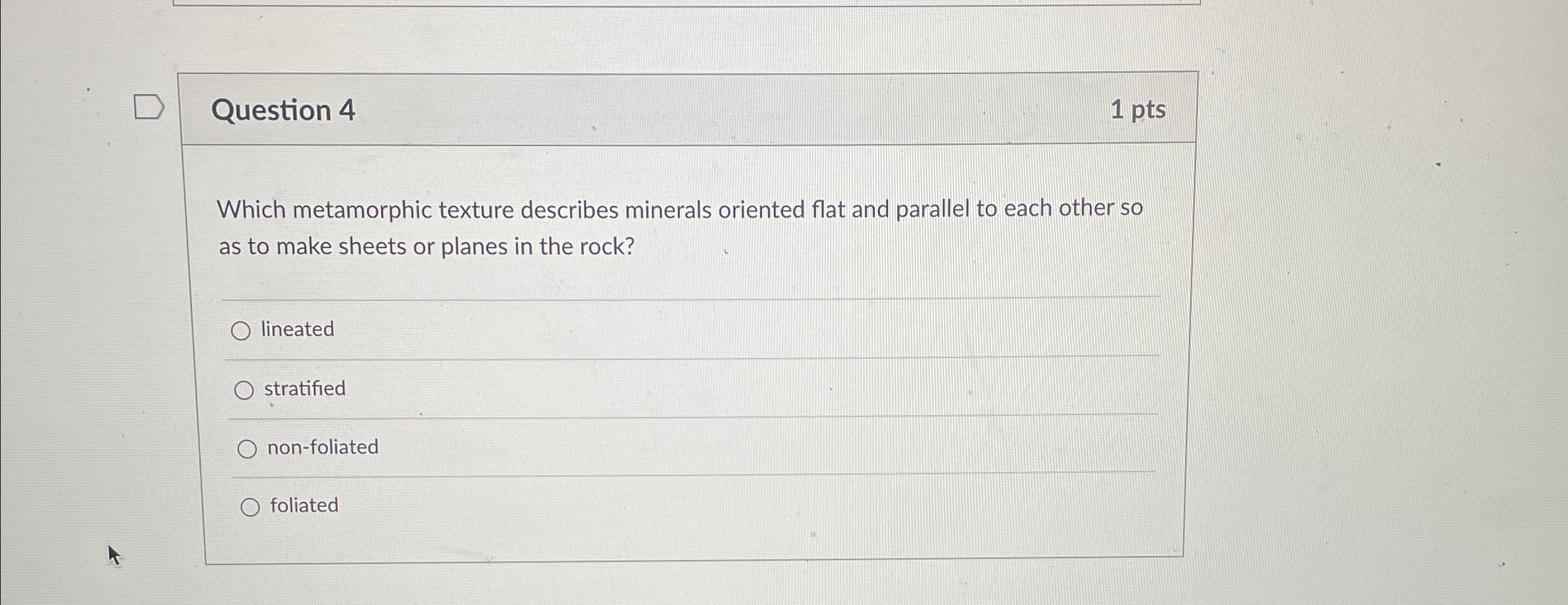 Solved Question 41 ﻿ptsWhich metamorphic texture describes | Chegg.com