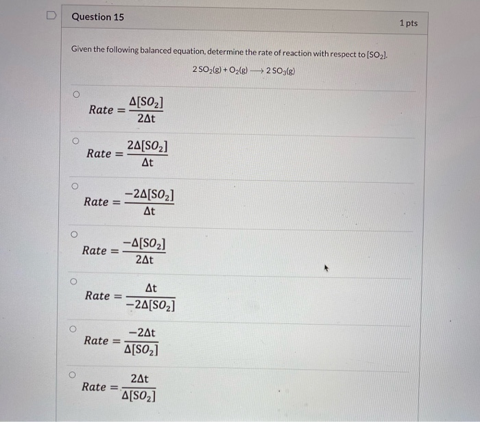 determine the rate of reaction with respect to so2