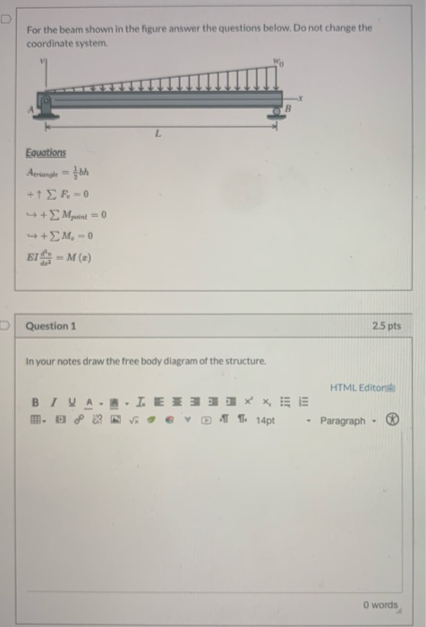 Solved For the beam shown in the figure answer the questions | Chegg.com