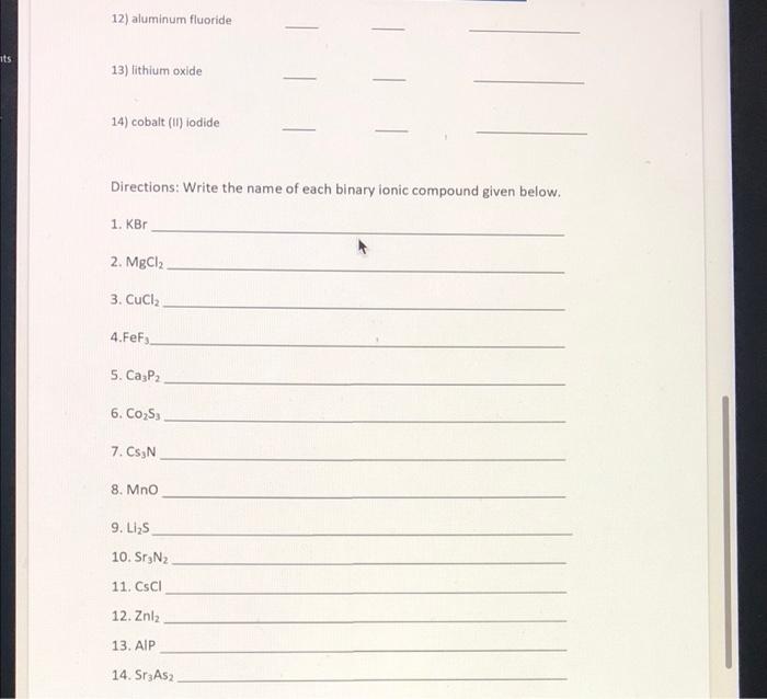 Solved Write the correct formula for each compound named | Chegg.com