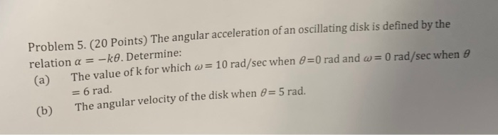 Solved Problem 5. (20 Points) The angular acceleration of an | Chegg.com