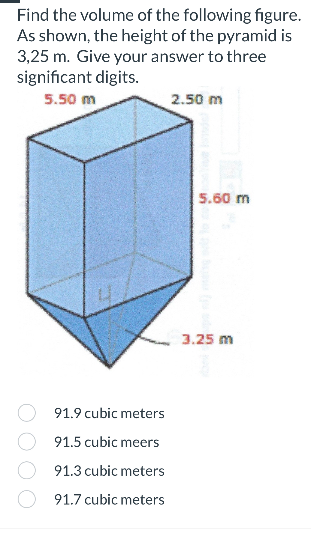 Solved Find the volume of the following figure. As shown, | Chegg.com