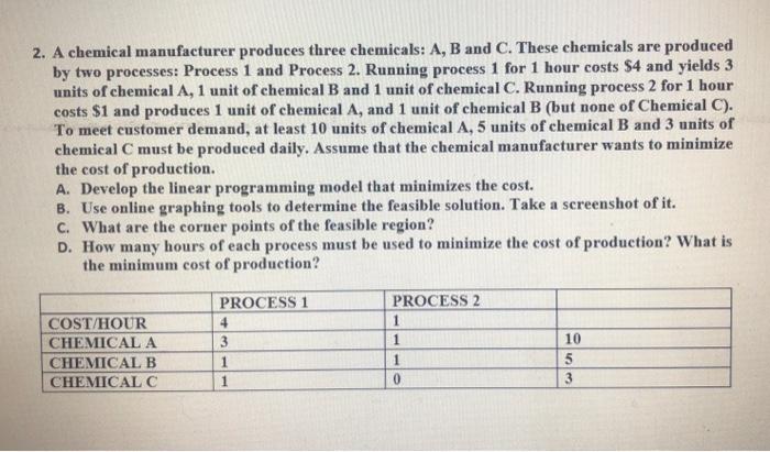 Solved 2. A Chemical Manufacturer Produces Three Chemicals: | Chegg.com