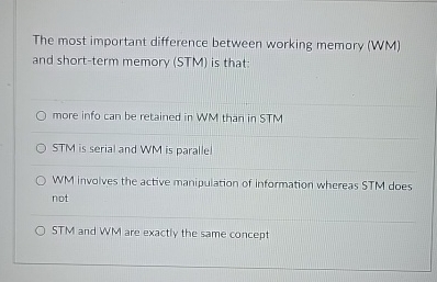 Solved The Most Important Difference Between Working Memory Chegg Solved The Most Important Difference Between Working Memory Chegg