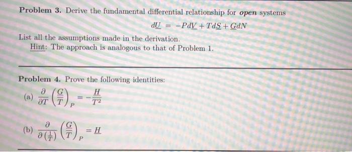Solved Problem 3. Derive the fundamental differential | Chegg.com