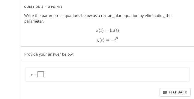 Solved QUESTION 2*3 ﻿POINTSWrite the parametric equations | Chegg.com