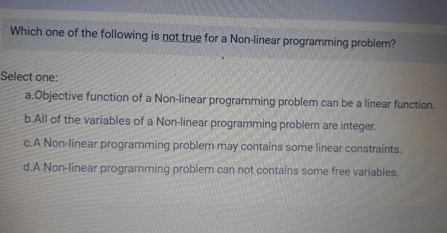 Solved Which one of the following is not true for a | Chegg.com