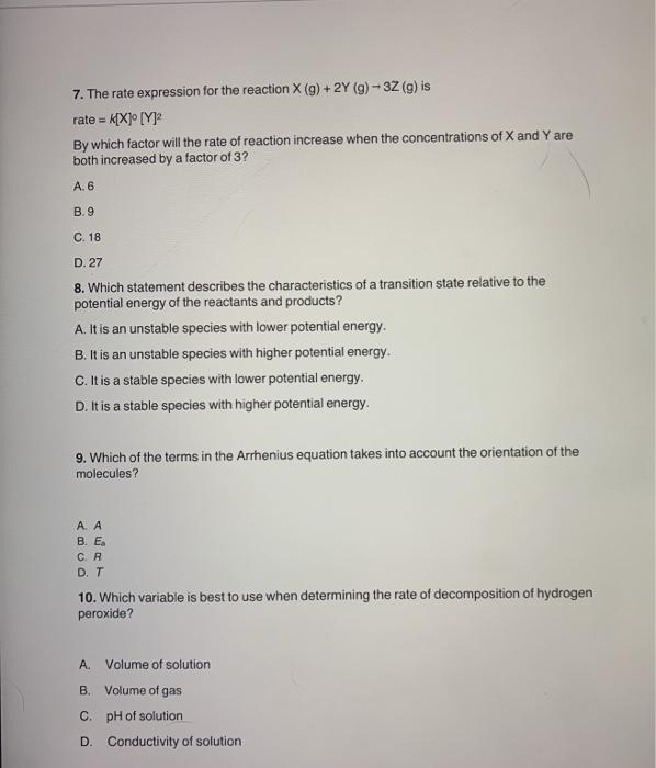 Solved 5. Which factors can affect the rate of reaction? L | Chegg.com