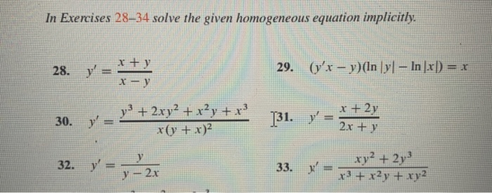 Solved In Exercises 28-34 solve the given homogeneous | Chegg.com