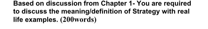 Solved Based on discussion from Chapter 1 - You are required | Chegg.com