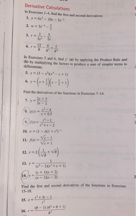 Solved Derivative Calculations In Exercises 1 4 Find The