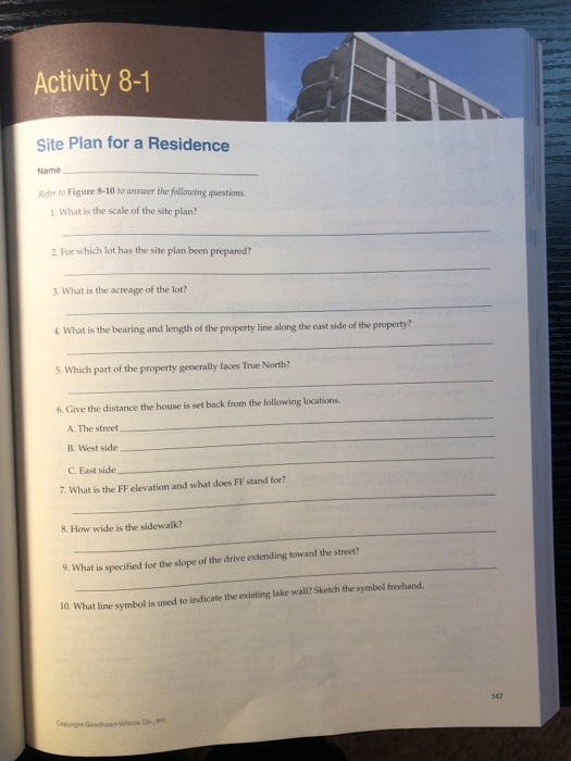 Solved Activity 81 Site Plan for a Residence Name Refer to