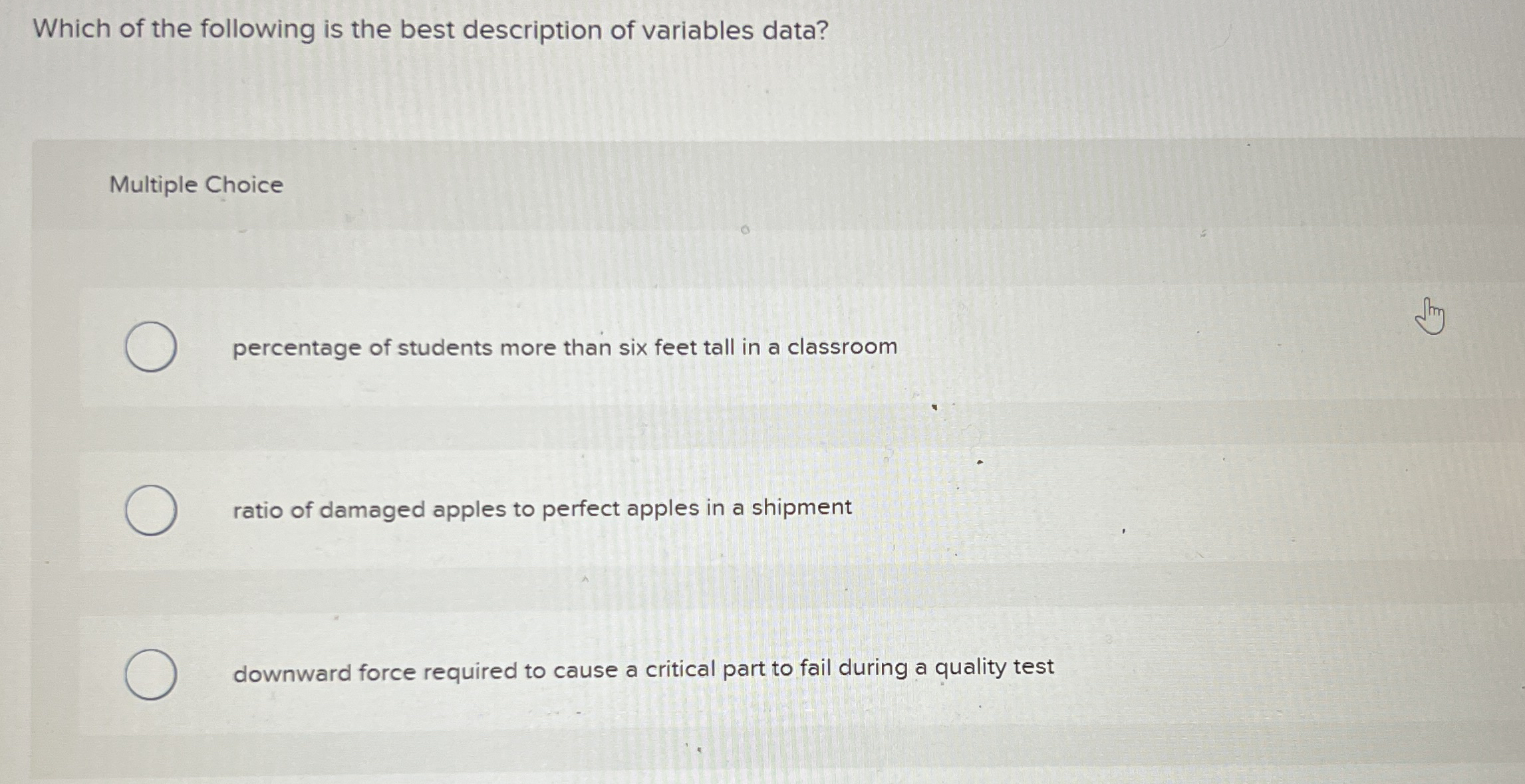 Solved Which of the following is the best description of | Chegg.com