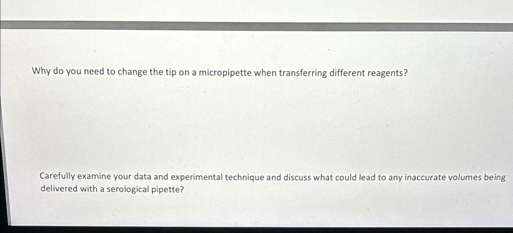 Solved Why do you need to change the tip on a micropipette