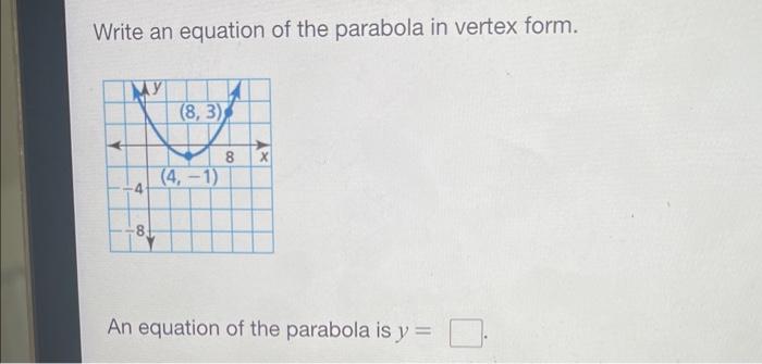 write equation of the parabola in vertex form