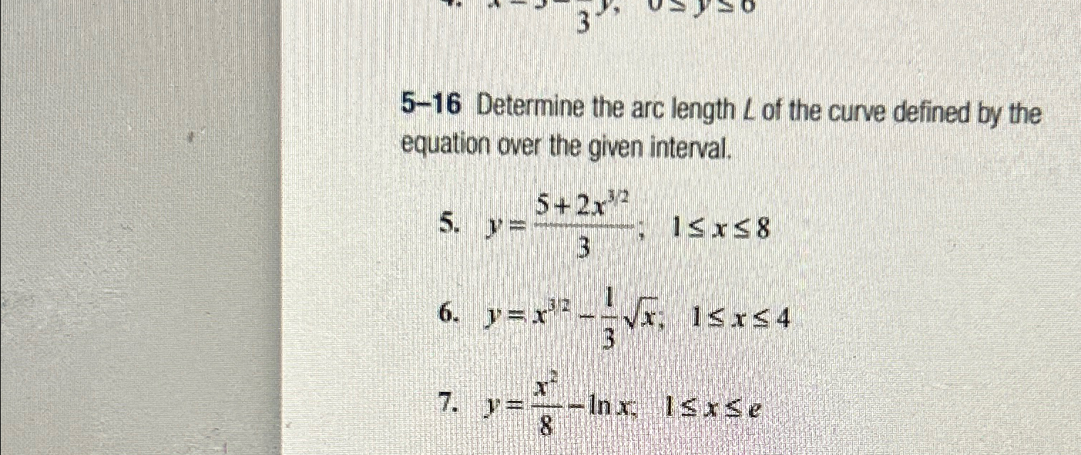 Solved 5-16 ﻿Determine The Arc Length L ﻿of The Curve | Chegg.com