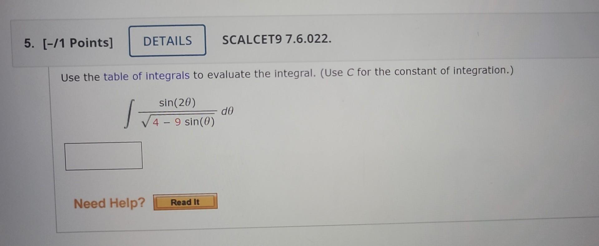 Solved Use The Table Of Integrals To Evaluate The Integral. | Chegg.com