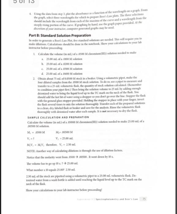 EXPERIMENT 5 SPECTROPHOTOMETRY AND BEER'S LAW The