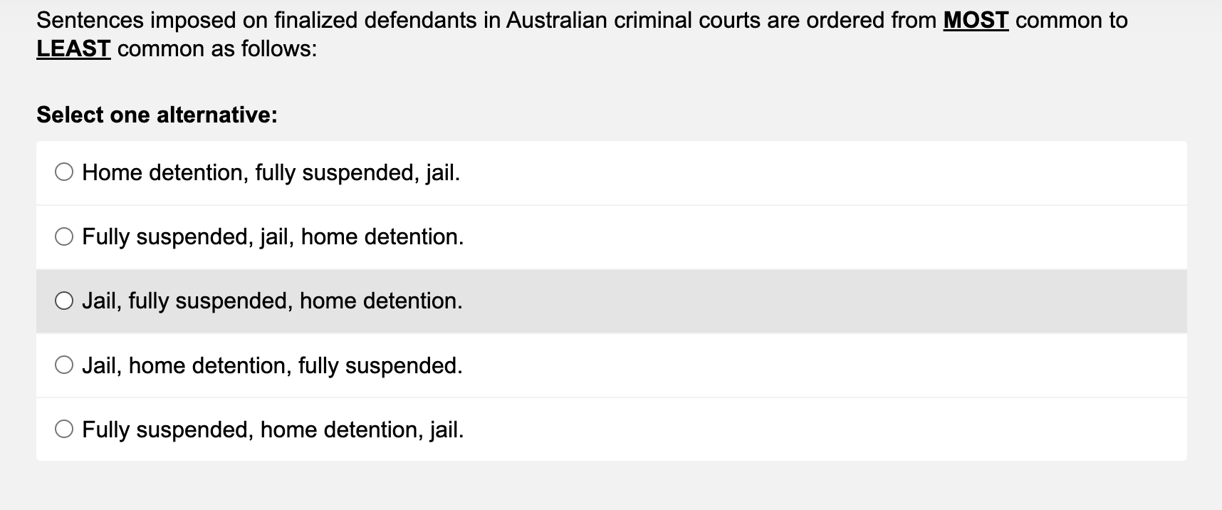 Solved Sentences imposed on finalized defendants in | Chegg.com