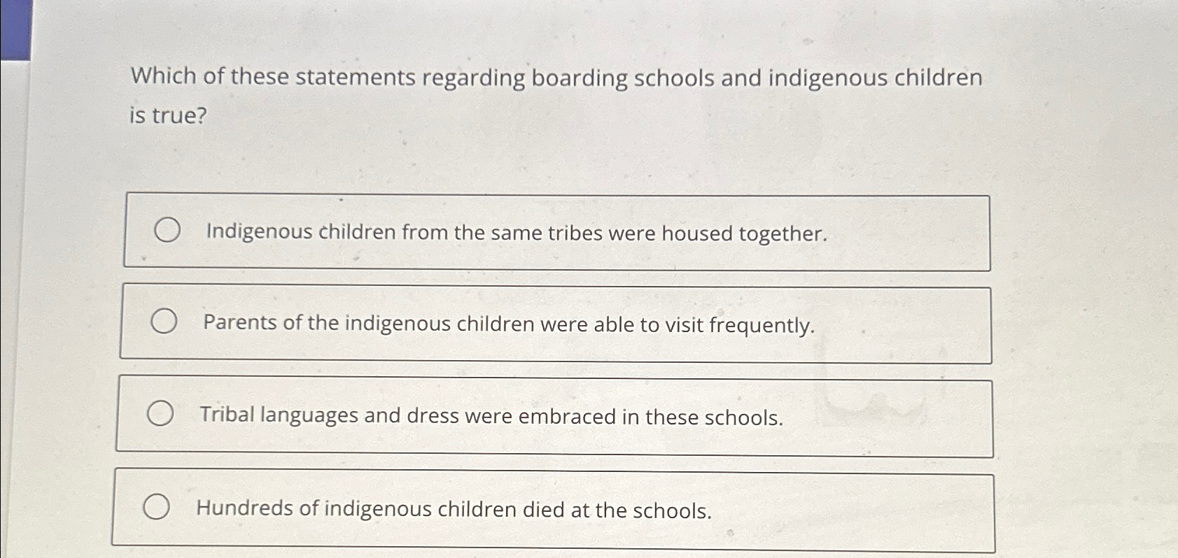 Solved Which of these statements regarding boarding schools | Chegg.com