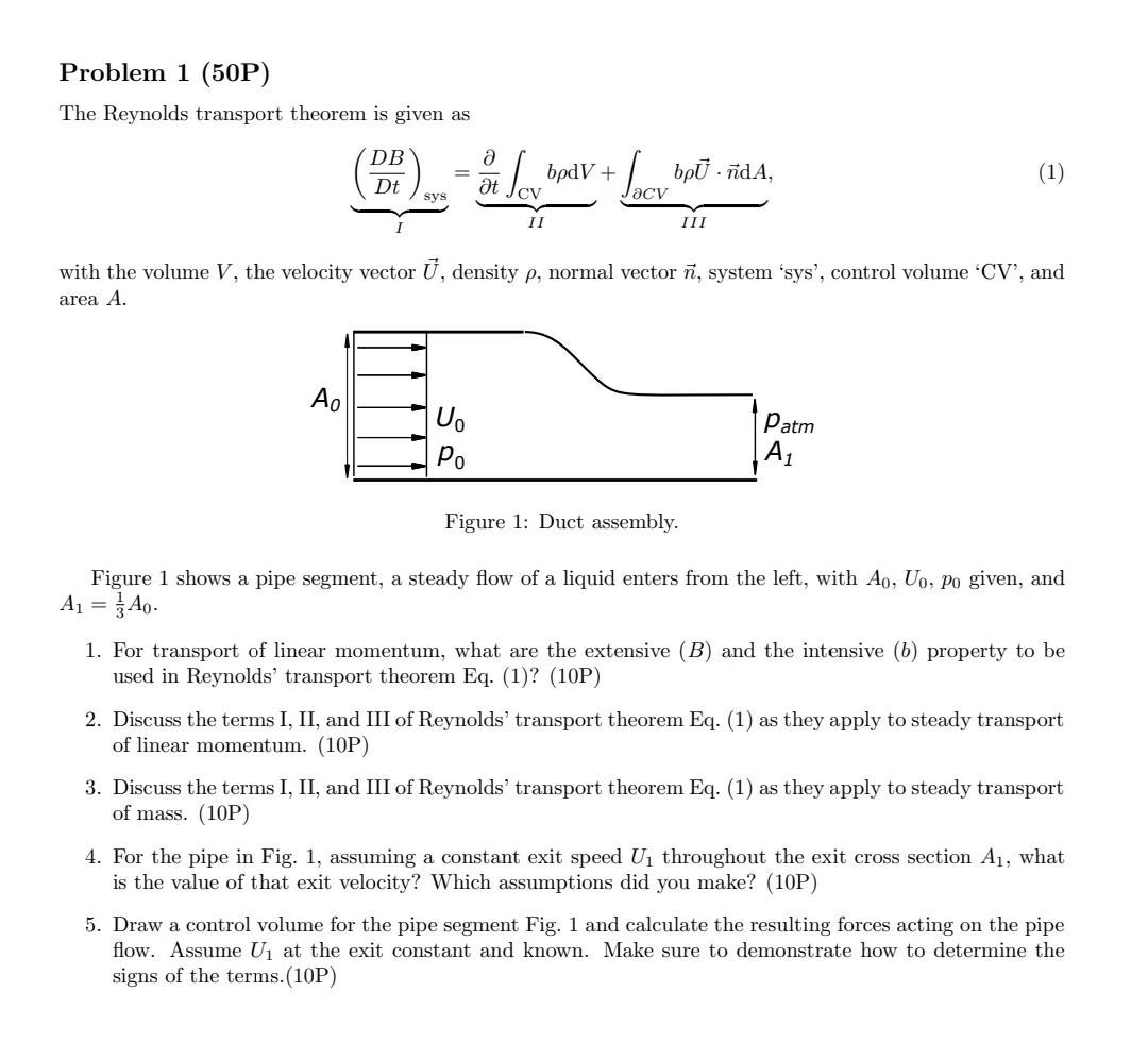 Solved The Reynolds Transport Theorem Is Given As | Chegg.com