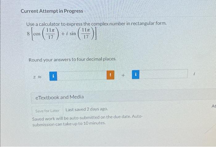 Solved Use a calculator to express the complex number in | Chegg.com