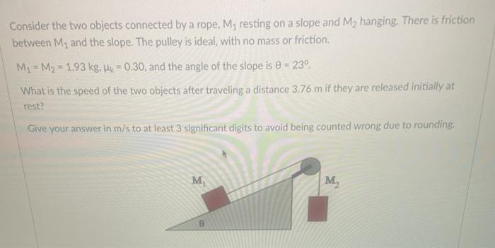 Solved Consider the two objects connected by a rope, My | Chegg.com
