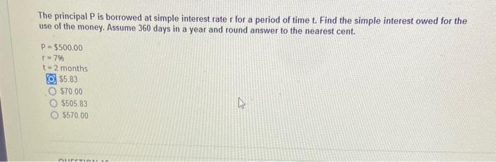 Solved The principal P is borrowed at simple interest rate r | Chegg.com