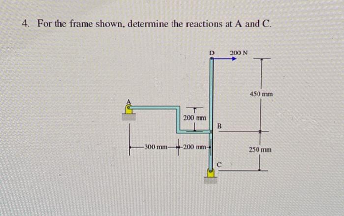 Solved 4. For the frame shown, determine the reactions at A | Chegg.com