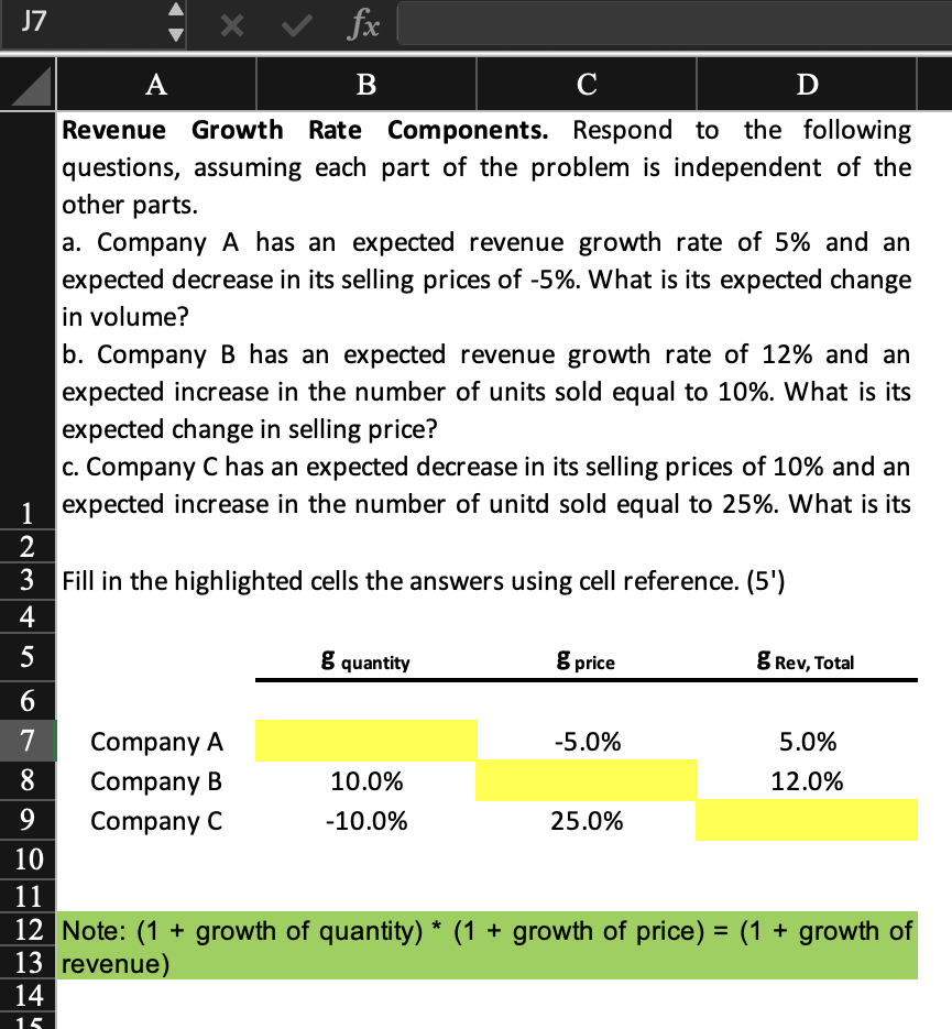 Solved Revenue Growth Rate Components. Respond to the | Chegg.com